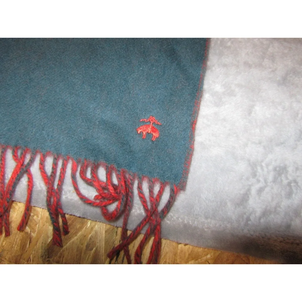 Brooks Brothers Red Charcoal‎ Grey Reversible Wool Fringed Scarf Golden Fleece